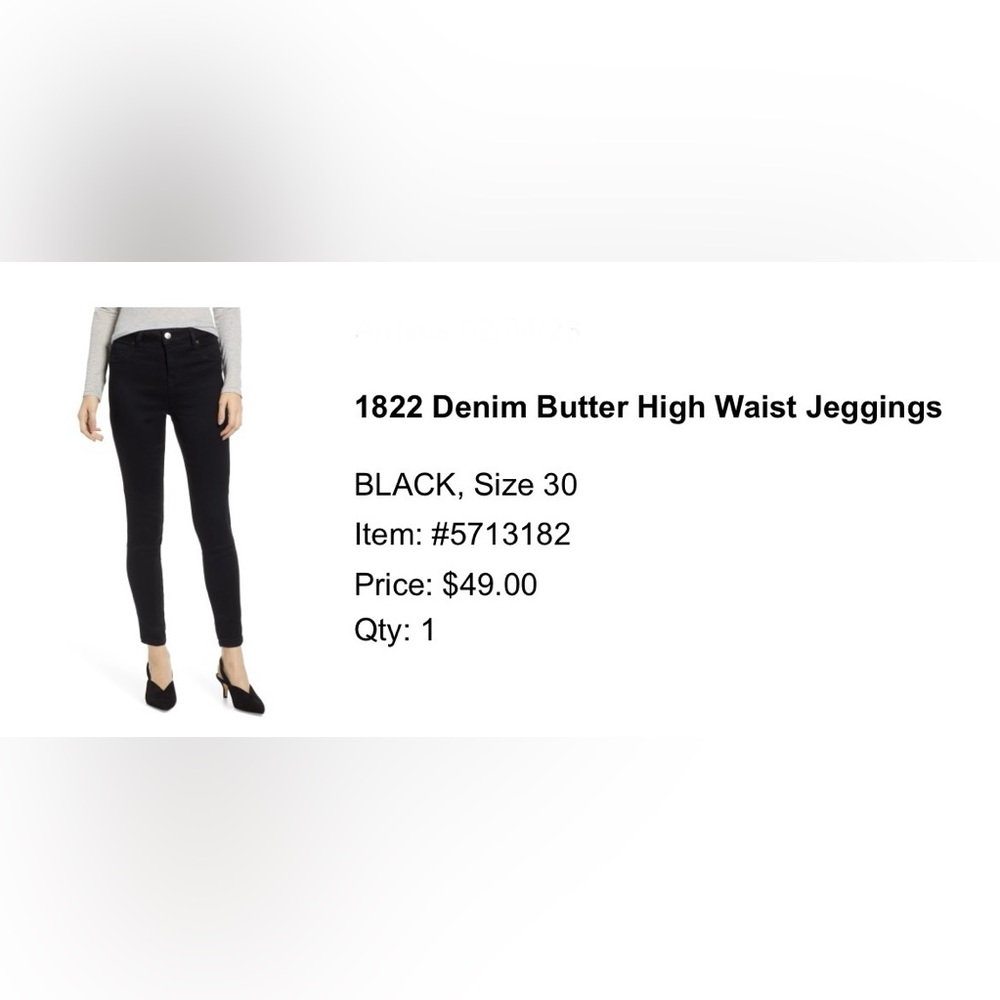 1822 Denim Butter High Waist Jeggings - Black size 30/10
